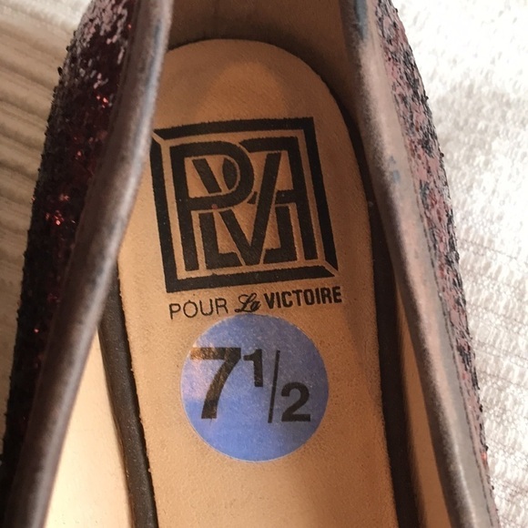 pour La Victoire Brown Glitter Leather Rory Flats Size 7.5 - Picture 5 of 9